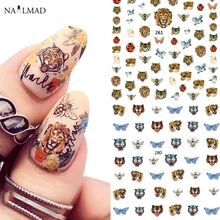 1 лист, животные, наклейки для ногтей, s, леопард, 3D, самоклеющиеся, щенок, собака, наклейки для ногтей, s, ультратонкие наклейки, котенок, наклейка "кошки"