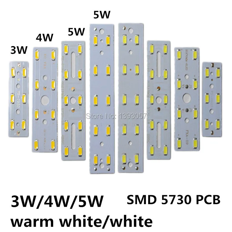 20 шт./лот 3 Вт 4 Вт 5 Вт светодиодный 5730 SMD короткая Прямоугольная алюминиевая Базовая пластина для освещения хрустальной лампы