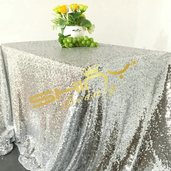 ShinyBeauty 60x102 in-150x260cm, королевский синий/розовый/розовое золото, скатерть с пайетками/скатерть/накладки на стол для свадьбы/вечерние/мероприятия - Цвет: Silver Color