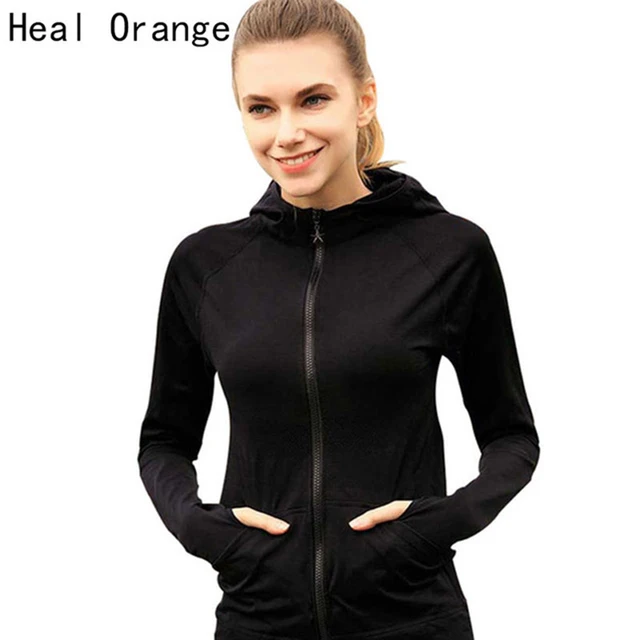 Heal Orange Running Jacket For Women Yoga Zipper Long Sleeve Women