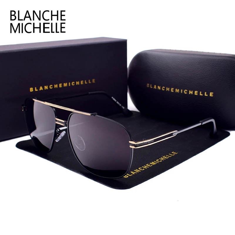 

Blanche Michelle 2019 Metal Frame Sunglasses Men Polarized Driving Retro Sun Glasses Male UV400 oculos de sol With Box