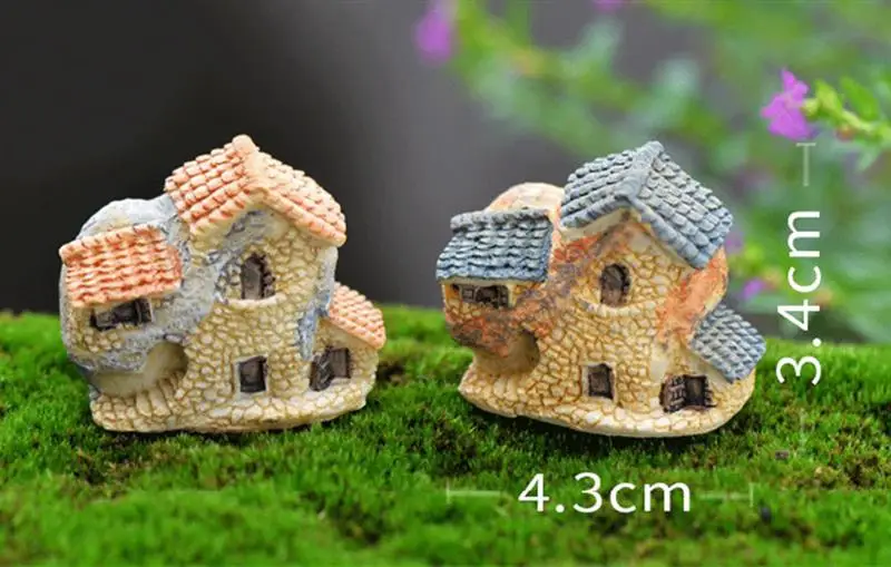 

1 pcs 15 Style Mini Small House Cottages Toys Crafts Figure Moss Terrarium Ornament Landscape fairy garden supplies