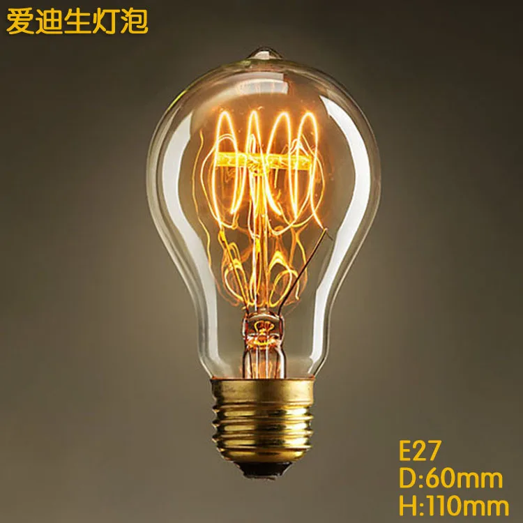

e27 Base 40w A19 Vintage Edison Bulb Dimmable Antique Filament Tungsten Spiral Globe Style Incandescent Bulb 110V 220v