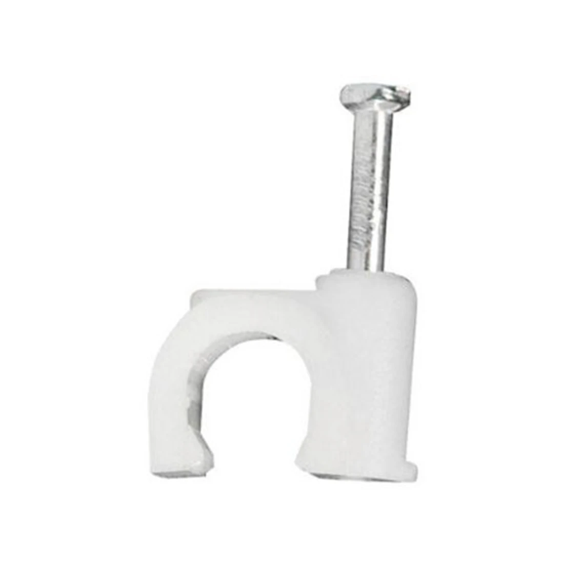 1 Bag(100Pcs) of 6MM Telephone Net Cable Clips With Steel Nail Whitein