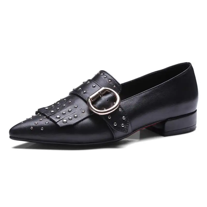 Asileto Rivets Talons Faible En De white Bout Mode Pointu Appartements Chaussures Cuir Femmes Boucle Sexy Nouveau Black Womana055 2018 À Naturel 8nYqrxwa8Z