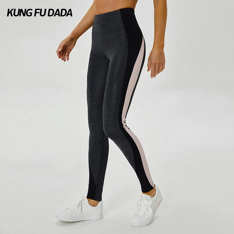 

KFDD Patchwork Yoga Practice Pants Athletic Fitness Tummy Control Leggings Women Stretchy High Waist Pantalon Workout Pants