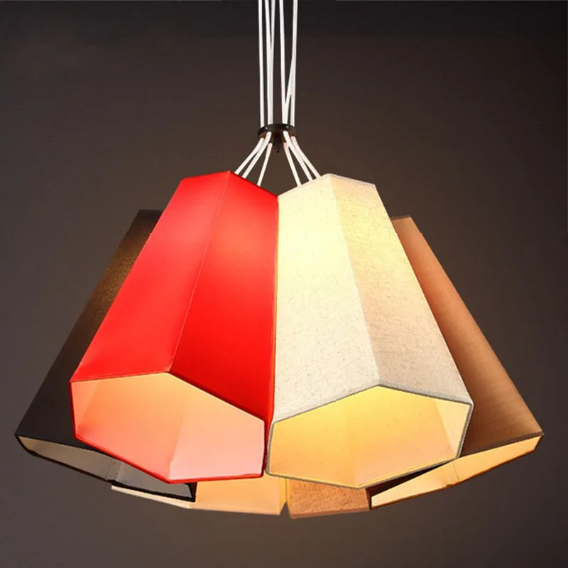 

Nordic modern compact pendant lights heads creative personality bedroom lamp American study balcony fabric pendant lamp ZA FG932