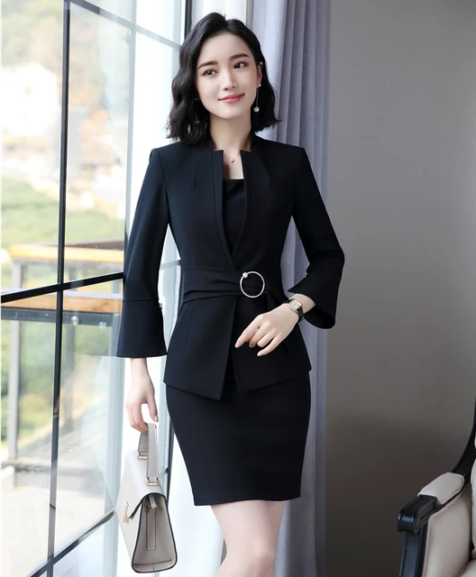 Yeni 2019 Moda Bayan Elbise Takım Elbise Kadınlar için iş elbisesi Ceket ve  Blazer Setleri Iş Elbisesi Ofis Üniforma Stilleri - AliExpress