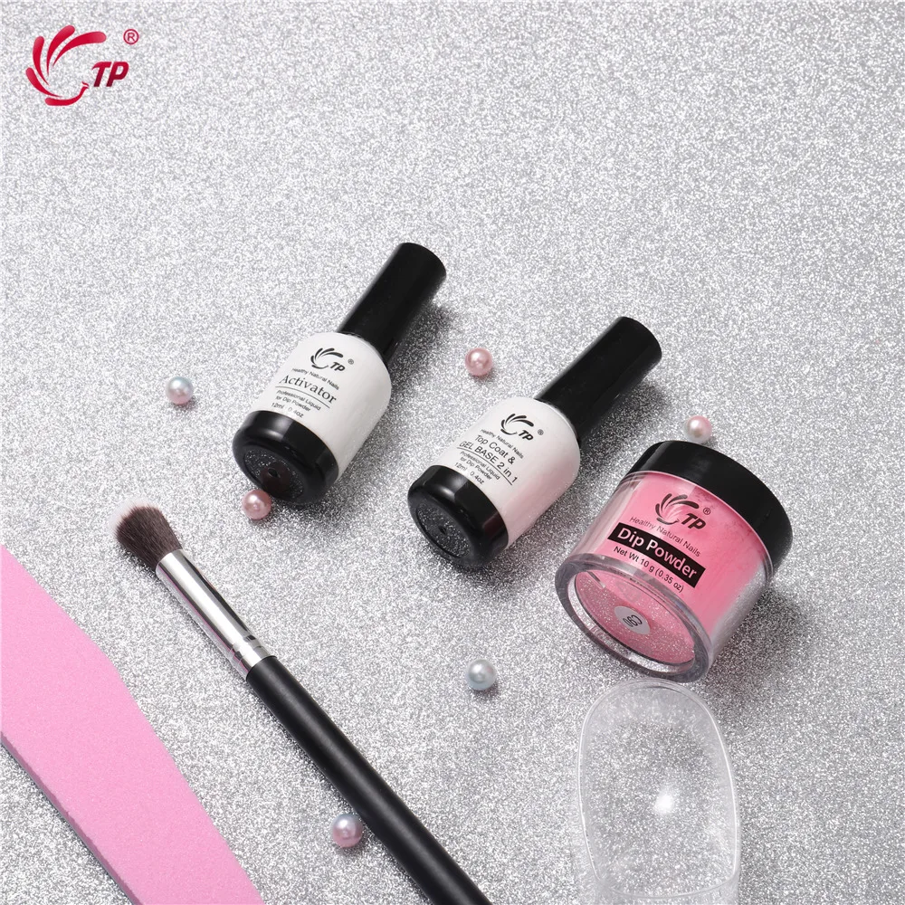 

TP Dip Powder Set for Nail Art Manicure Tools Soak Off Shining Glitter Decorations Set Base Top Powder Dipping Activator Dust