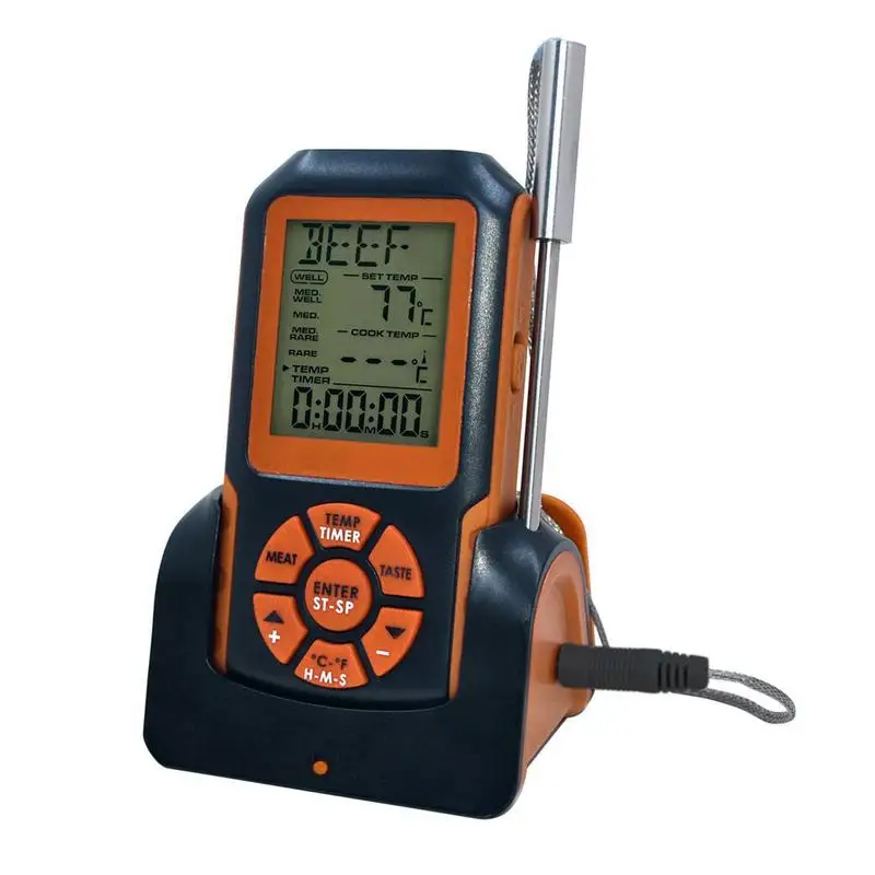 

Wireless Remote Backlight Digital Cooking Food Meat Thermometer For Oven Grill Barbecue With Alert Cook Timer And Flashlight