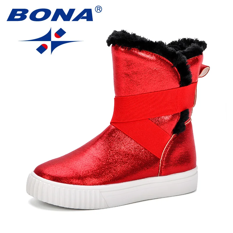 BONA/Детские зимние сапоги; обувь для девочек; зимние сапоги; модная плюшевая детская обувь; уличные Нескользящие кроссовки для студентов; детские ботинки