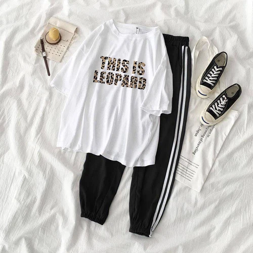 

Cartoon Leopard Print Workout 2 Piece Set Tracksuit Women Plus Size Top And Pants Casual Outfit Sweat Suits Two Piece Sweatshirt