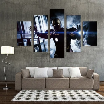 

FIVE PC NO FRAME Iron Man Oil Painting Printed Oil Painting On Canvas Oil Painting for Home Decor Wall Decor