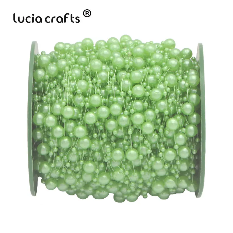Lucia crafts 60 м/рулон смешанный 3/8 мм искусственный цепочка с жемчужными бусинами гирлянды искусственные цветы для свадьбы свадебный букет цветы C0613 - Цвет: C8 Green