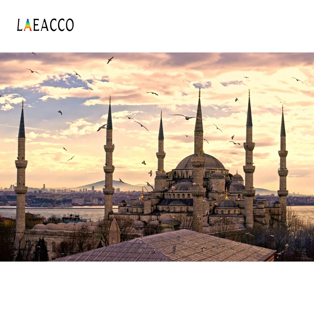 

Laeacco Muslim Mosque landscape Architecture Portrait Scene Photographic Background Vinyl Photography Photo Studio Backdrop Wall