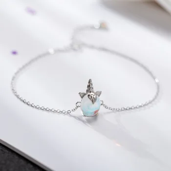 Silver Simple Moonstone Unicorn Bracelets