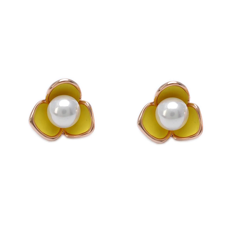 

New Elegant Small Flower Earrings with Pearl Center for Women Rose Gold-Color Earrings Stud Brincos Jewelry (AE0569)