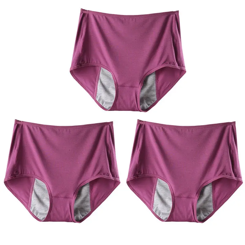 DKERT 3pcs/lot Women Menstrual Period Panties Ladies Underwear Seamless Plus Size Physiological Leakproof Female Briefs - Цвет: Purple Purple Purple