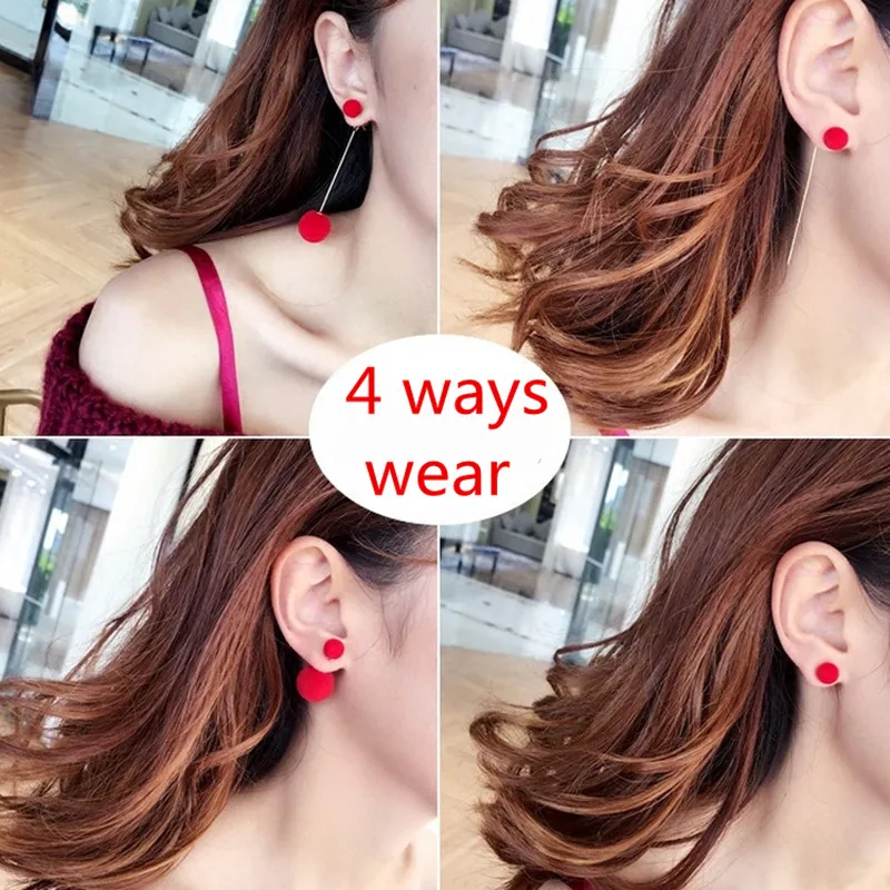 EK535 модные красные черные плюшевые серьги-капли для женщин корейские Бархатные круглые длинные висячие серьги с кисточками массивные
