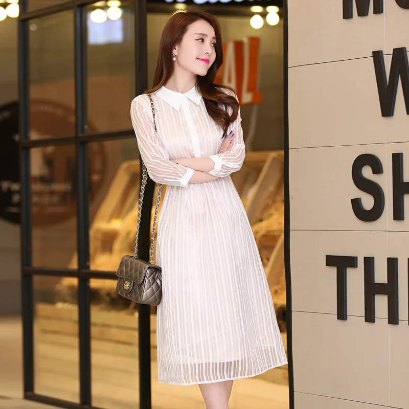 

2015 chun xia new boutique dress 7 minutes of sleeve dress girl