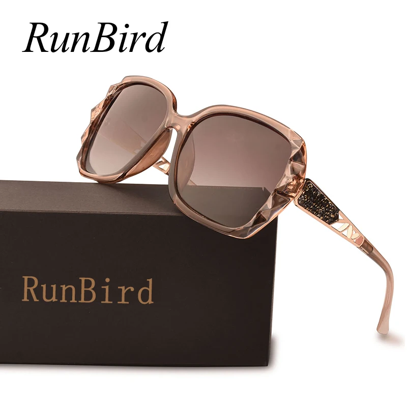

RunBird Women Polarized Sun Glasses Luxury Brand Design Sunglasses Oversized High Quality Female Prismatic Eyewear 038R