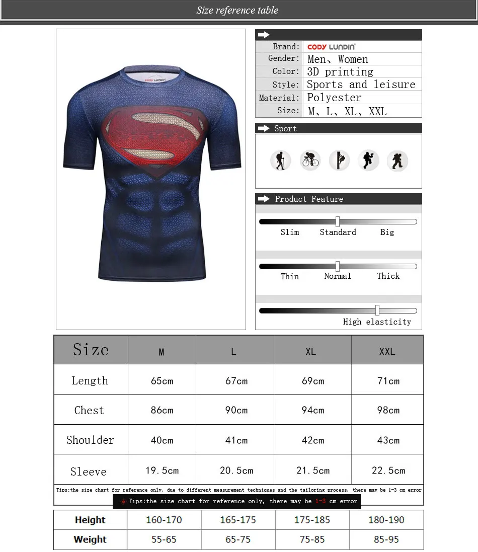 Чудесный Супермен Футболка мужская 3D принт футболка s хлопок лайкра компрессионная рубашка модные топы с короткими рукавами для мужчин фитнес ткань