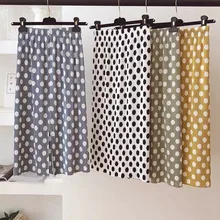 PEONFLY винтажные шифоновые в горошек летние юбки женские корейский стиль модные прямые плиссированные с разрезом и высокой талией юбки женские