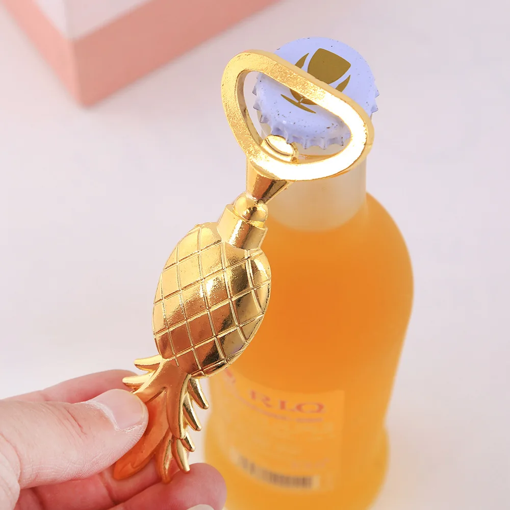 

300PCS Beer Wine Bottle Openers Personalized Kitchen Tool Pineapple Bottle Opener Gold Color Wedding Birthday Favor Zinc Alloy