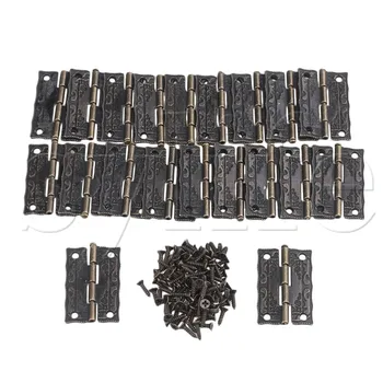 

36x23mm Antique Alloy Cabinet Box Surface Hinges with Screws Set of 20