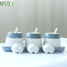 Бытовой приправа ящик для хранения дома керамическая сахарная соляная банка Бутылочки для специй Приправа Органайзер чехол кухонные аксессуары контейнер