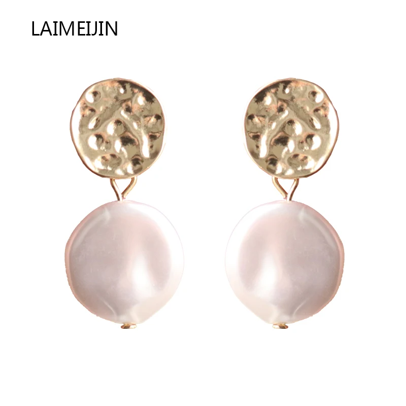 

Gold Color Elegant Geometric Round Simulated Pearl Earrings For Women New Fashion Party Wedding Jewelry Trendy Accessories Gifts