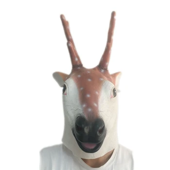 

Halloween Sika Deer Latex Mask Full Head Novelty Giraffe Natural Rubber Masks Masquerade Fancy Dress Cosplay Props Adult Size