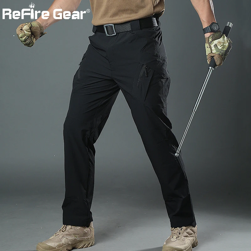 ReFire Gear Summer Lightweight Urban Tactical Cargo Pants Men Casual Quick Drying Breathable Stretch SWAT Army Military Pants