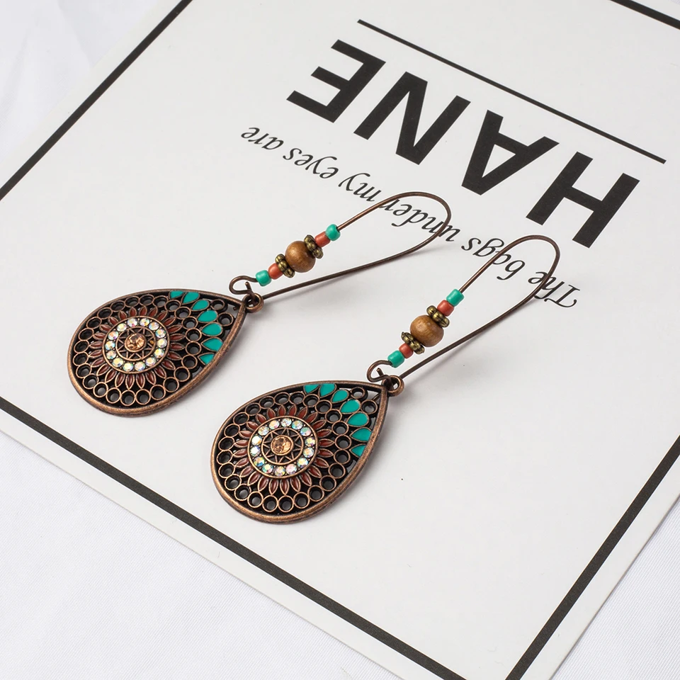 Bohemian Vintage India Ethnic Water Drip Beads Dangle Drop Earrings for Women Colorful Female 2019 Wedding Party Jewelry Gifts - Image 4