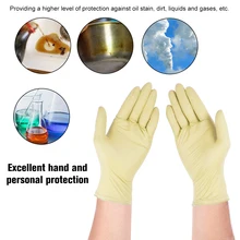 100 шт./упак. одноразовые латексные перчатки без порошка очистка утолщенные Резиновые Перчатки Многофункциональные домашние косметические одноразовые перчатки