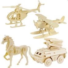 3d трехмерные деревянные животные Пазлы игрушки Детский Набор для творчества ручная работа деревянные пазлы животные насекомые серии