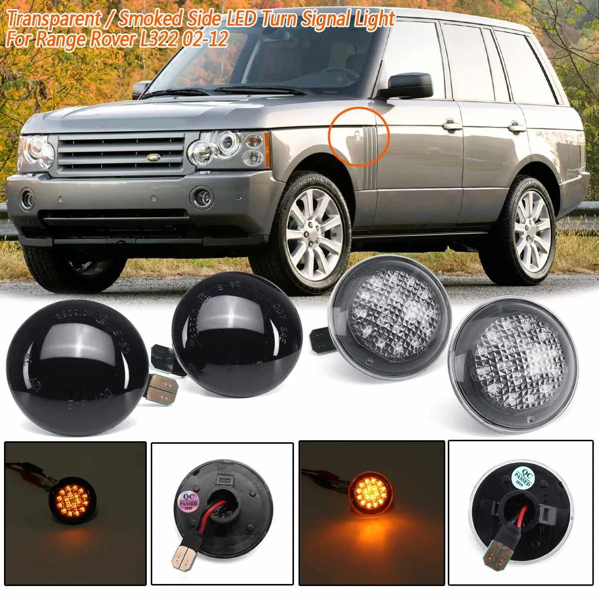 

2PCS LED Side Repeater Indicator Light For Land Range Rover L322 2002 2003 2004-2012 New Flowing Side Marker Signal Lamp Light