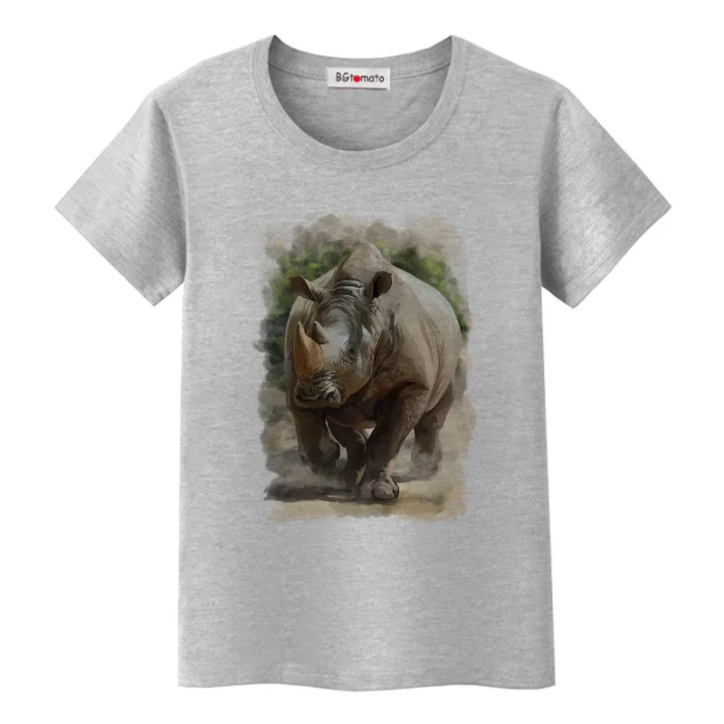 

Футболка BGtomato big rhinoceros plus женская, суперкрутая футболка с 3D-принтом животных, недорогая брендовая футболка с рисунком носорогов