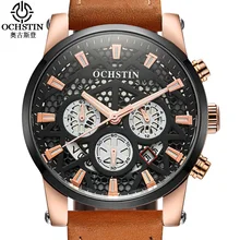 

Watches Men Sport Relogio Masculino Men's Quartz Watch Waterproof Rose Gold Genuine Leather Luxury Brand OCHSTIN Wristwatch Mens