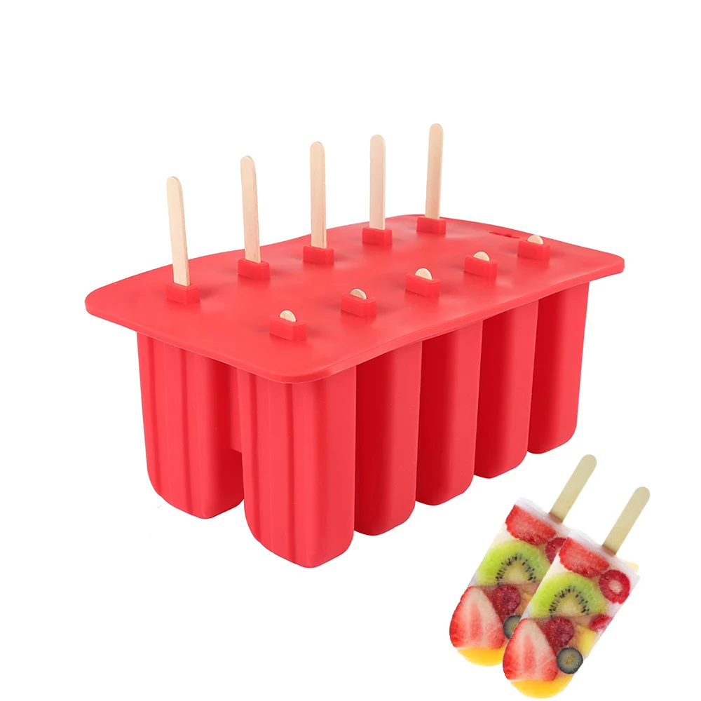 Food Grade Silicone Ice Cream Molds 10 Cell Lolly Popsicle Mold Ice