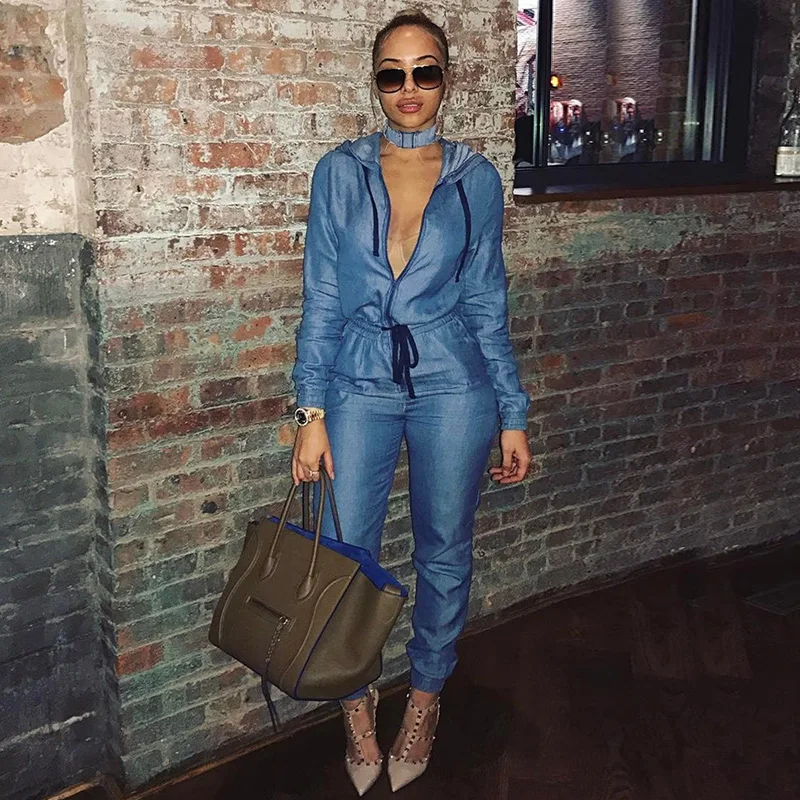 denim stretch jumpsuit
