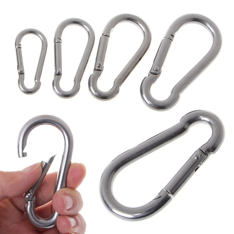 

304 Stainless Steel Spring Carabiner Snap Hook Keychain Quick Link Lock Buckle DNG_3