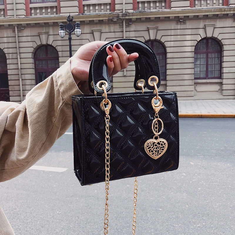 

Luxury Brand Tote bag 2019 Fashion New High Quality Patent Leather Women's Designer Handbag Lingge Chain Shoulder Messenger Bag
