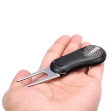 1 Pcs Steel Golf Divot Tool Foldable Golf Divot Tool Pop-up Button golf fork Magnetic Golf Accessories Dropshipping