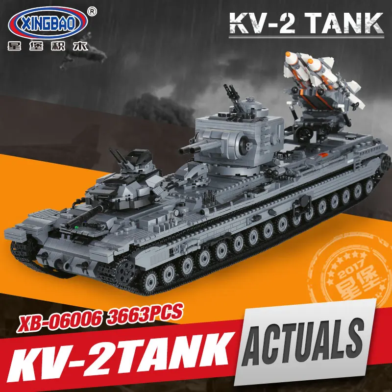 

XingBao 06006 3663Pcs Creative MOC Military Series The KV-2 Tank Set children Educational Building Blocks Bricks Toys Model Gift