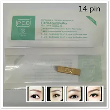 500 шт PCD медь 14F наклонная изогнутая игла лезвия для перманентной татуировки для макияжа бровей