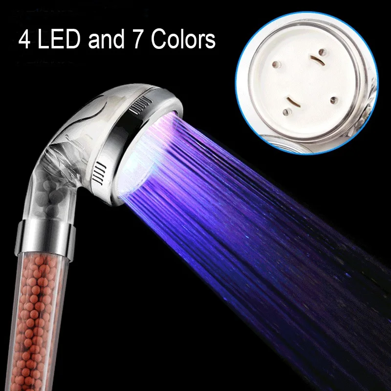 

LED Anion Shower SPA Shower Head Pressurized Water Saving Temperature Control Colorful Handheld Big Rain Shower