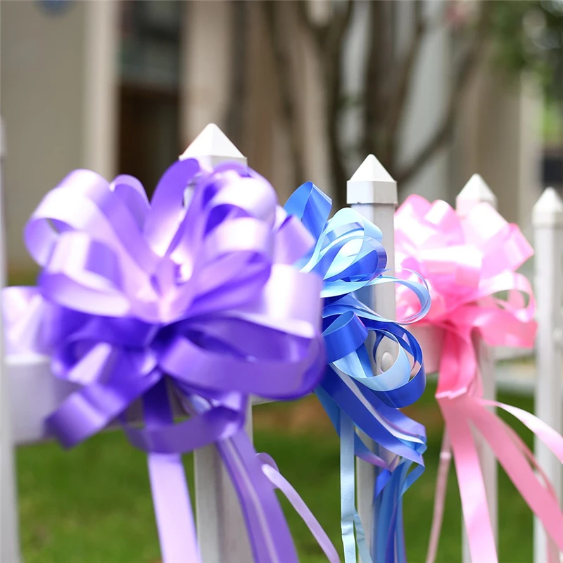 10pcs DIY Pull Bow Ribbons Wedding Birthday Party Decor Gift Packing Romantic Home Car Decor Pull Flower Ribbons Party Supplies (5)