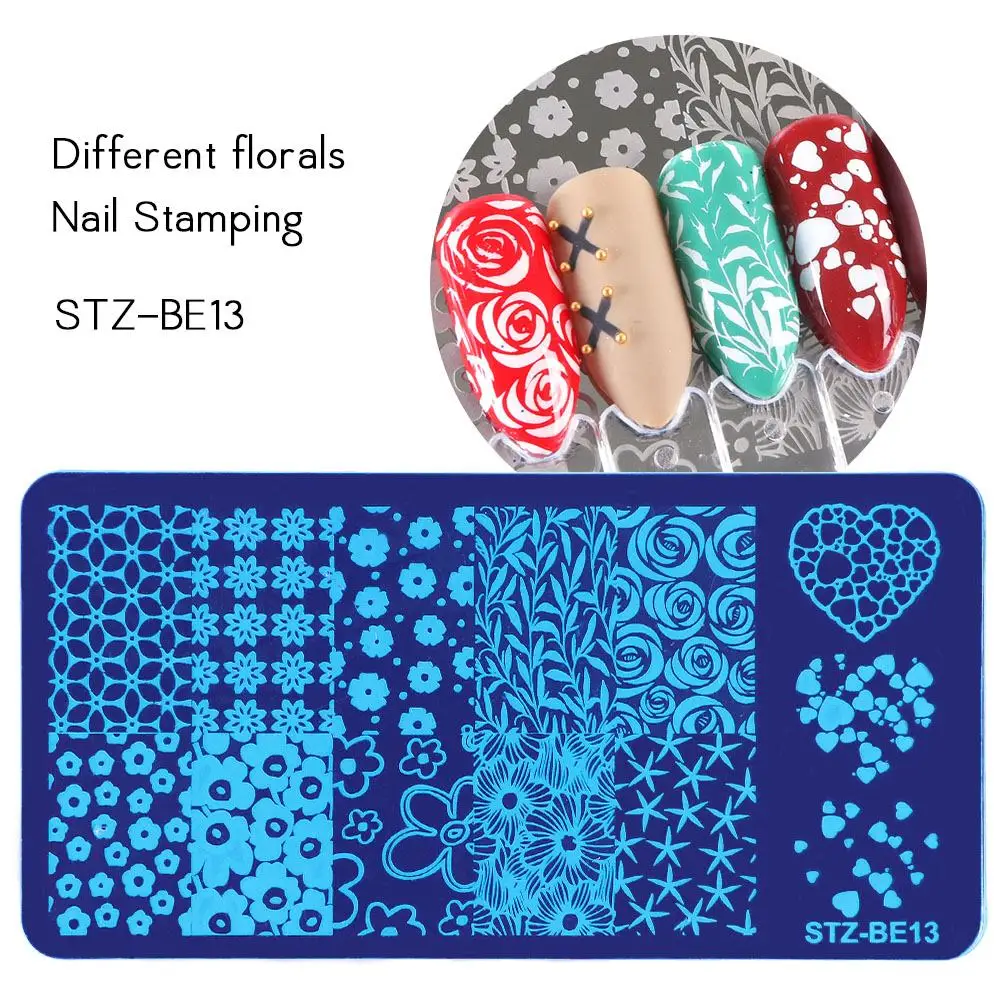 1 шт. пластина для стемпинга для нейл-арта перо цветы изображение трафарет для ногтей лист Передача растений штамп маникюрный шаблон инструмент LASTZ-BE/N - Цвет: STZ-BE13