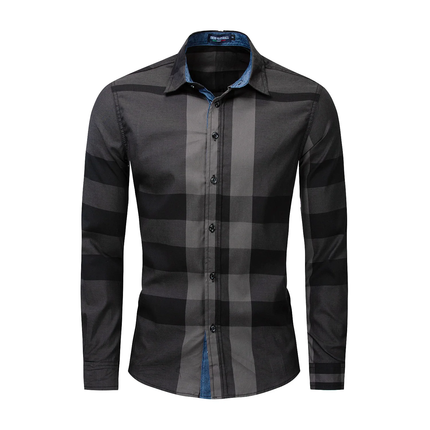 Casual Vertical Plaid Shirts Mens Chemise Homme Men's Shirt 2021 Long Sleeve Casual Slim Fit Shirts 100% Cotton Shirts 199